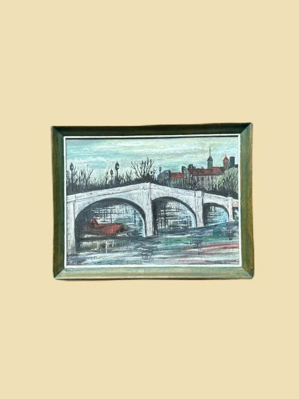 Framed Bridge Scene Vintage Wall Art - Picture 2 of 4